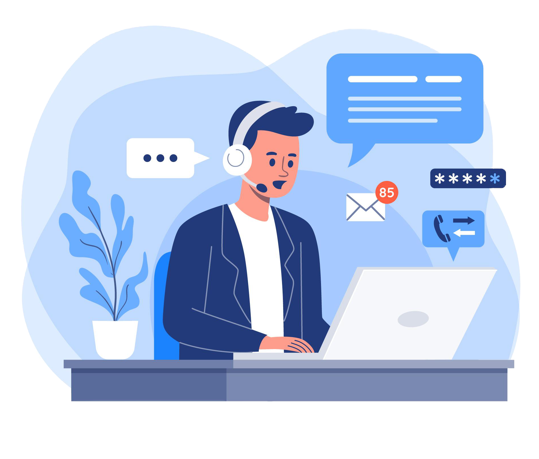 tech-support Free call center customer service business solutions vector