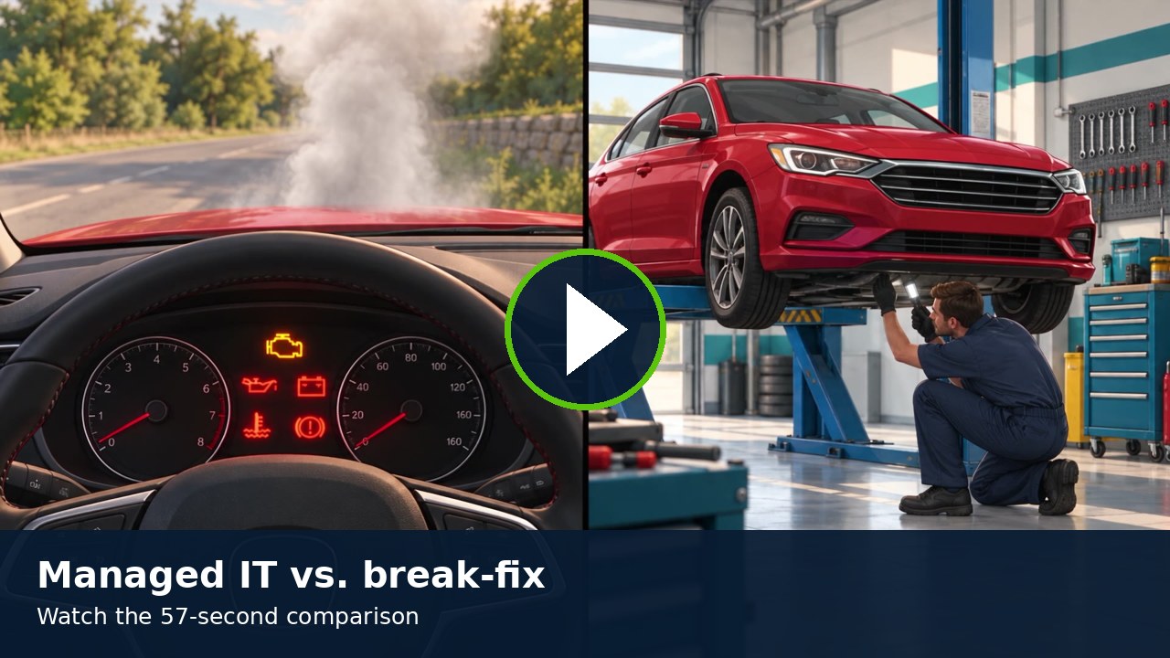 Watch the captioned Managed IT versus break-fix comparison